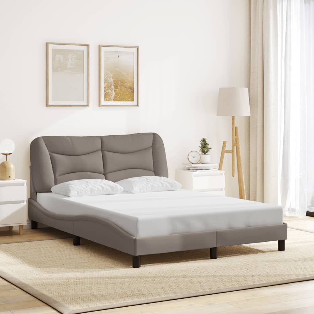 Cadre de lit sans matelas taupe 140x190 cm tissu - XIOS
