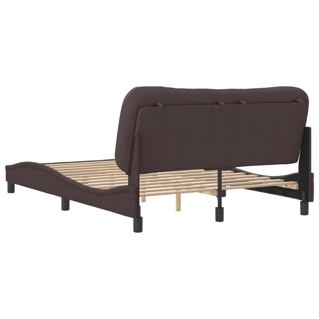Cadre de lit sans matelas marron foncé 140x200 cm tissu - XIOS