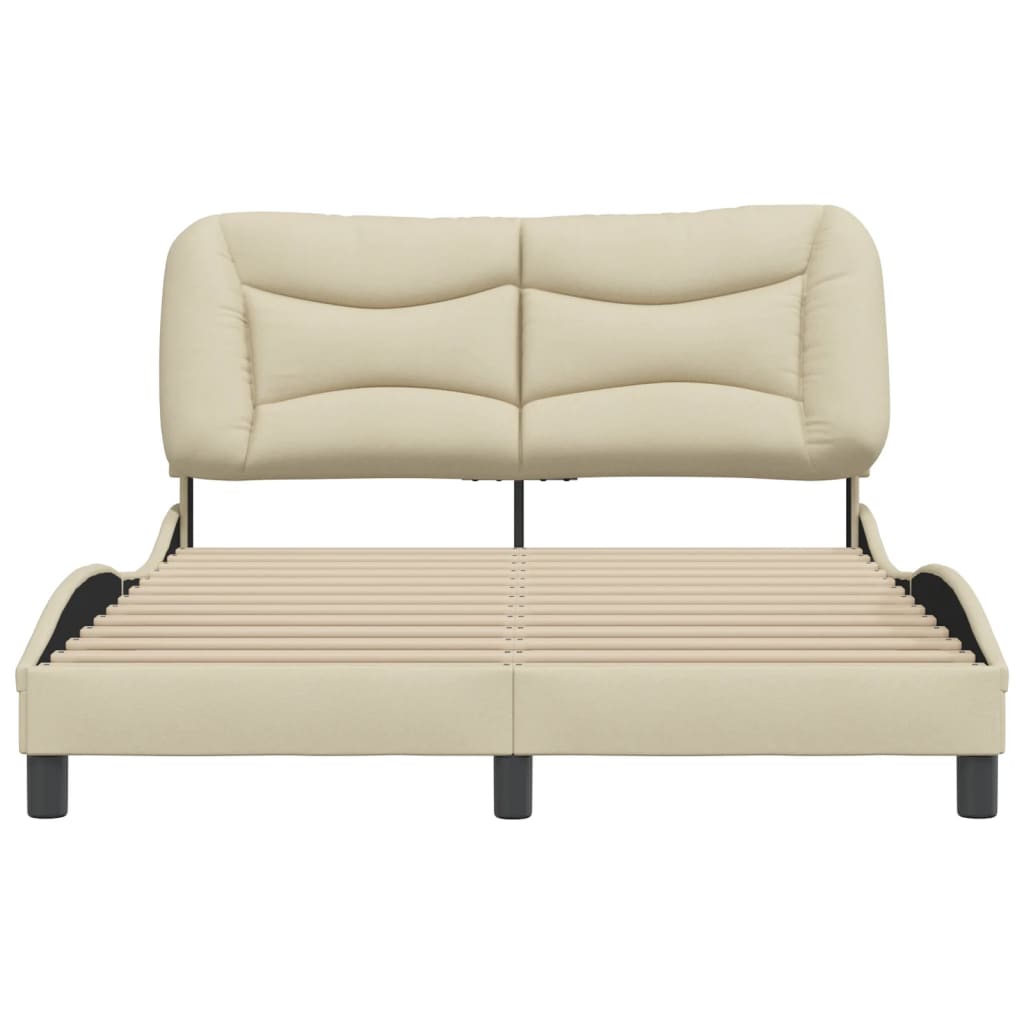 Cadre de lit sans matelas crème 140x200 cm tissu - XIOS