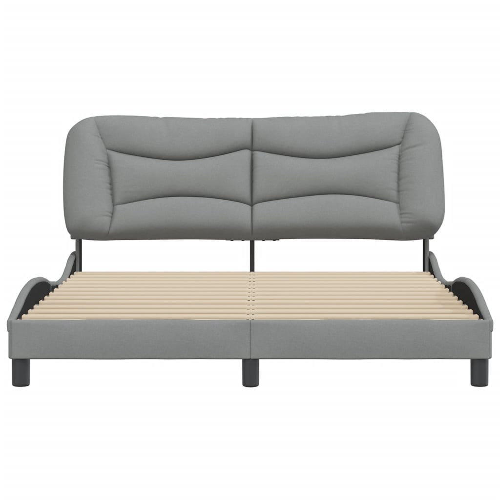Cadre de lit sans matelas gris clair 160x200 cm tissu - XIOS