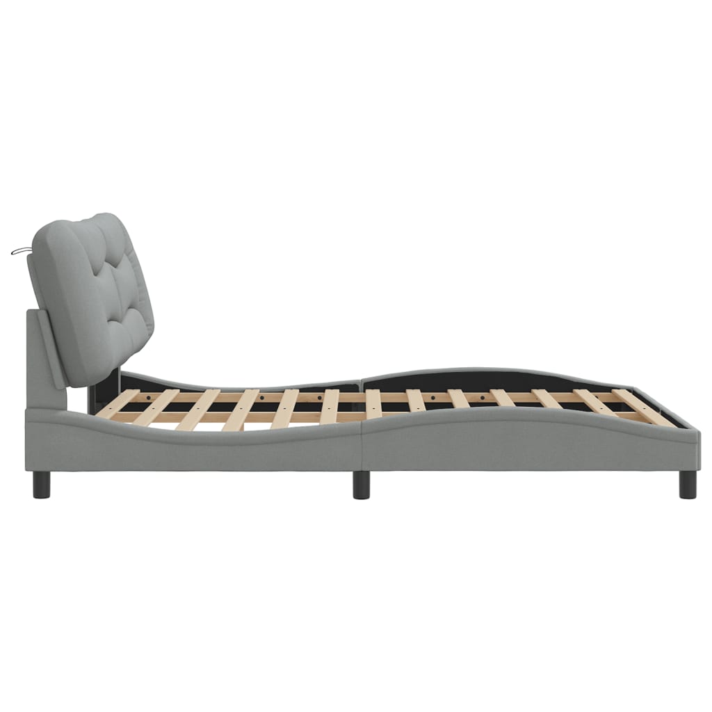 Cadre de lit sans matelas gris clair 160x200 cm tissu - XIOS