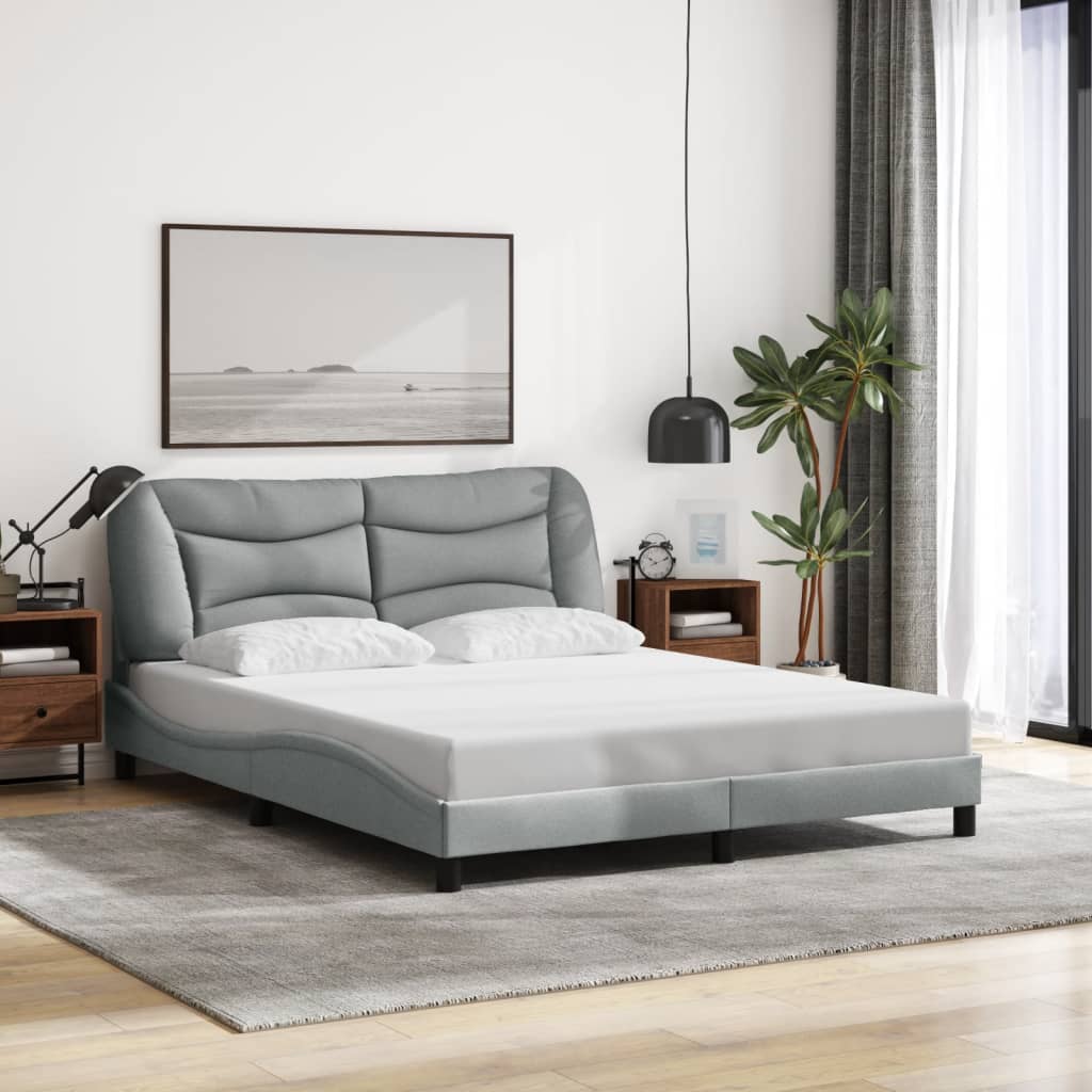 Cadre de lit sans matelas gris clair 160x200 cm tissu - XIOS