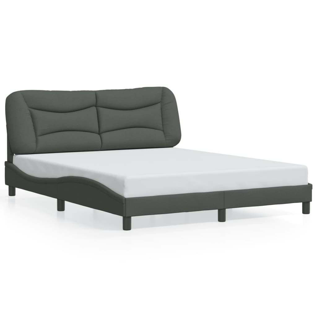 Cadre de lit sans matelas gris foncé 160x200 cm tissu - XIOS