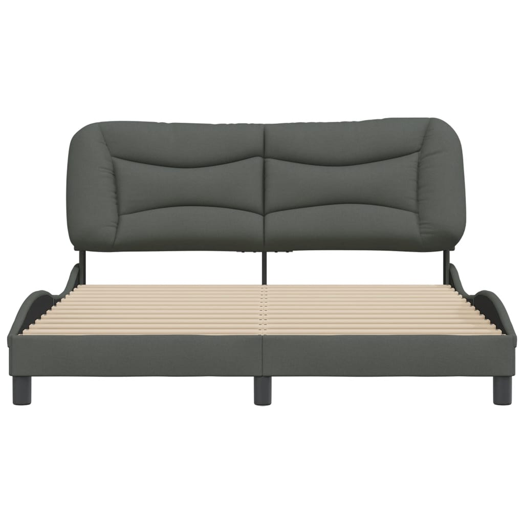 Cadre de lit sans matelas gris foncé 160x200 cm tissu - XIOS