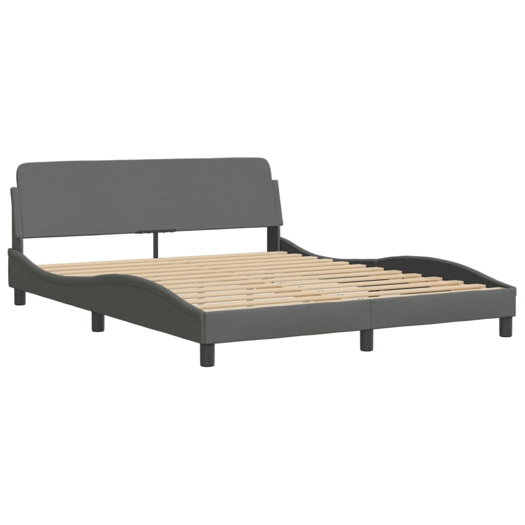 Cadre de lit sans matelas gris foncé 160x200 cm tissu - XIOS