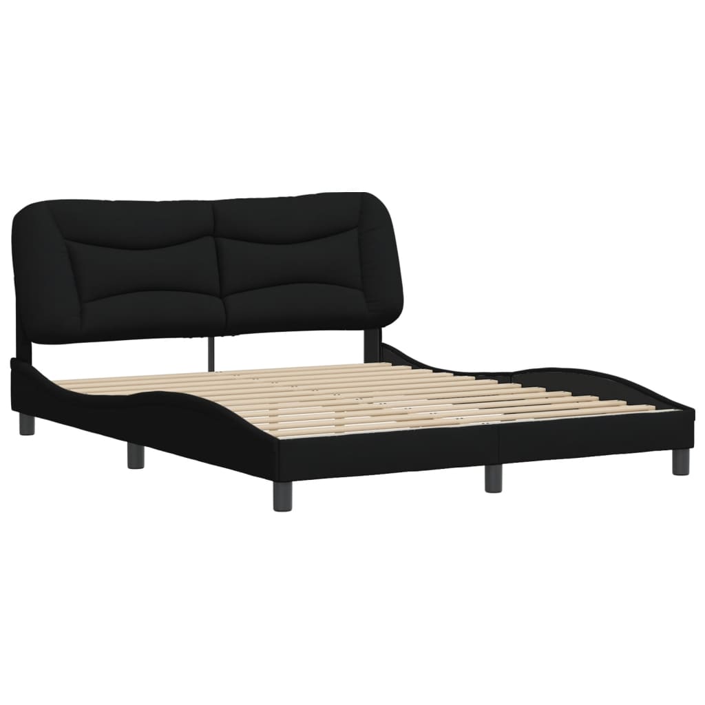 Cadre de lit sans matelas noir 160x200 cm tissu - XIOS