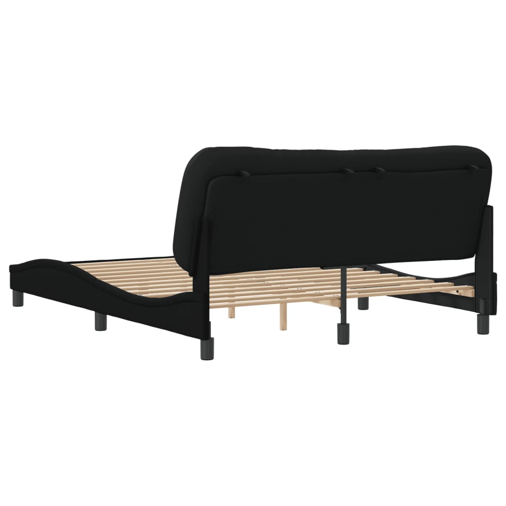 Cadre de lit sans matelas noir 160x200 cm tissu - XIOS