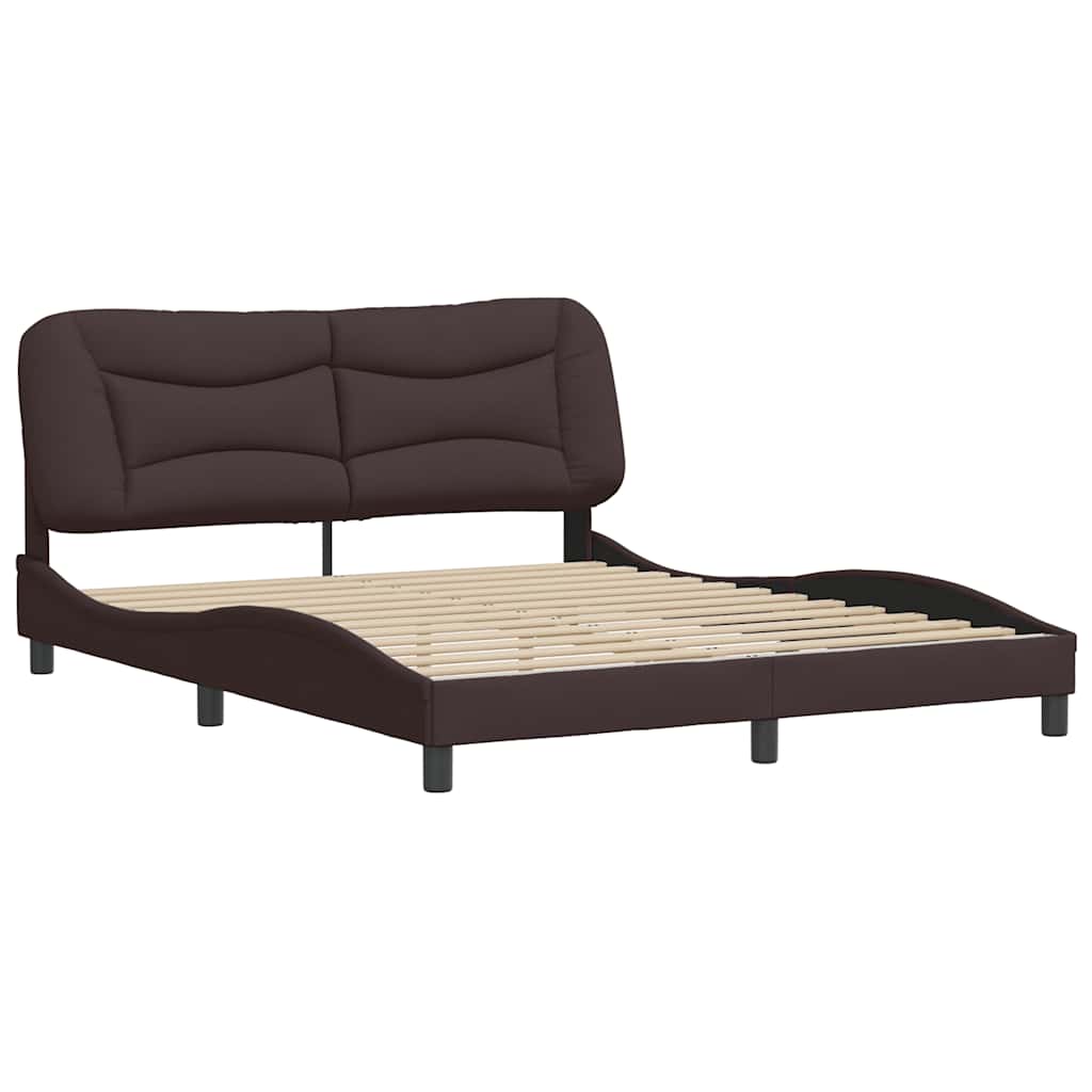 Cadre de lit sans matelas Hvar marron foncé 160x200 cm tissu