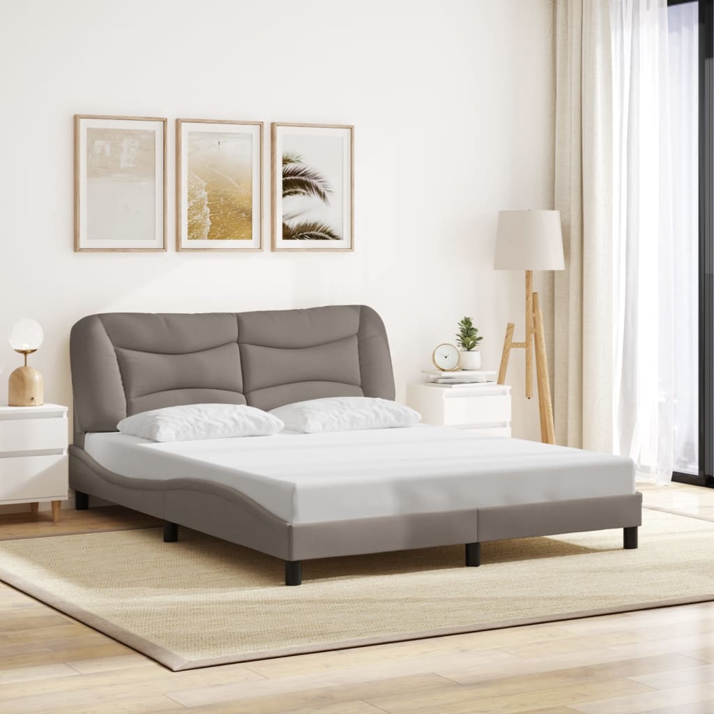Cadre de lit sans matelas taupe 160x200 cm tissu - XIOS