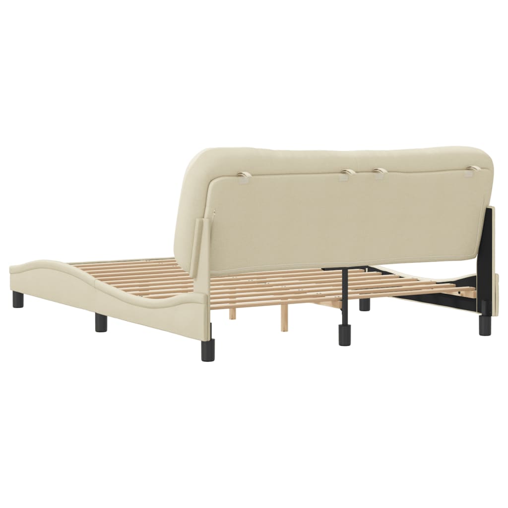 Cadre de lit sans matelas crème 160x200 cm tissu - XIOS