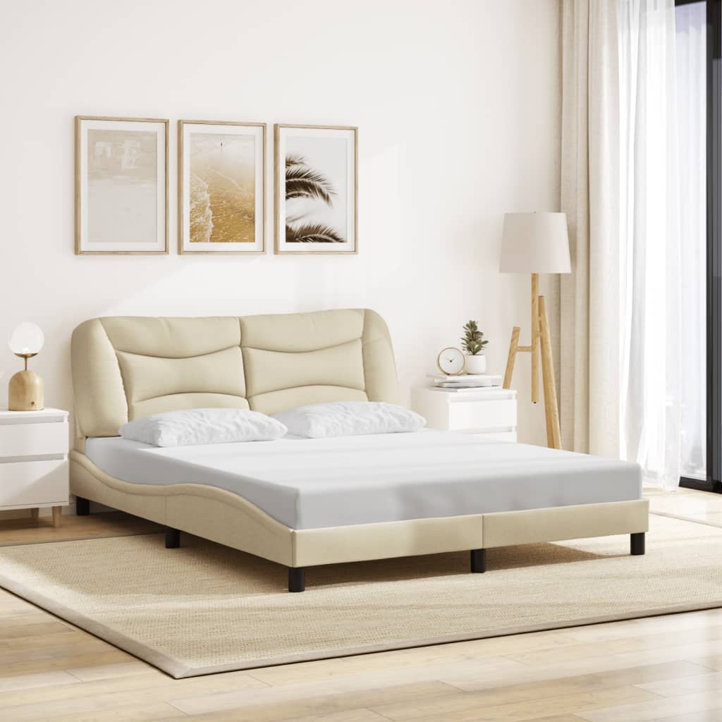 Cadre de lit sans matelas crème 160x200 cm tissu - XIOS