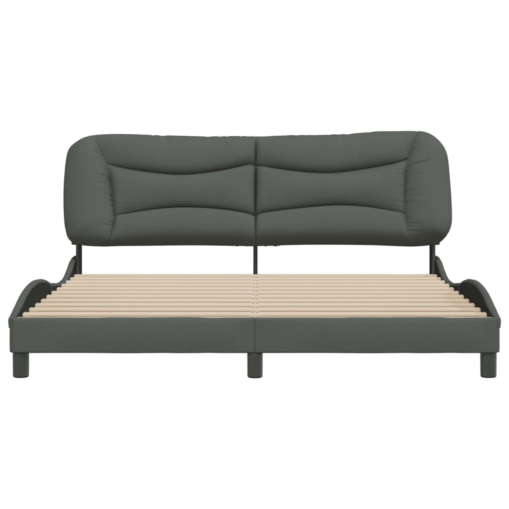 Cadre de lit sans matelas gris foncé 180x200 cm tissu - XIOS