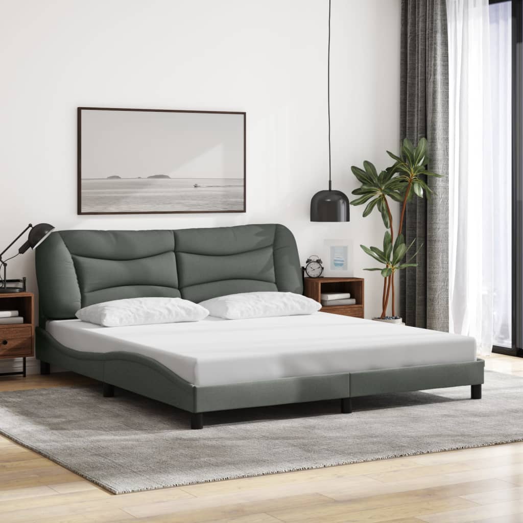 Cadre de lit sans matelas gris foncé 180x200 cm tissu - XIOS