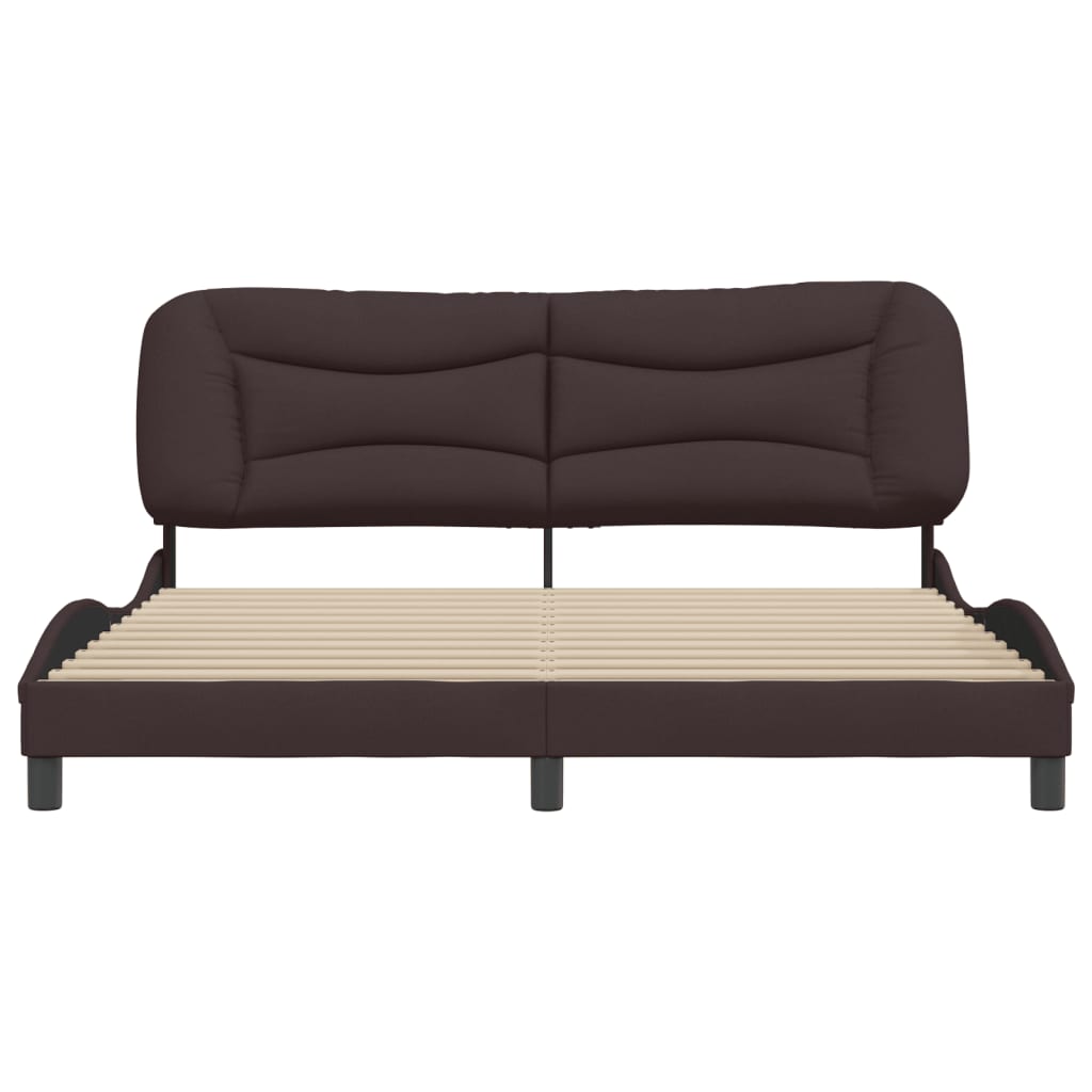 Cadre de lit sans matelas marron foncé 180x200 cm tissu - XIOS