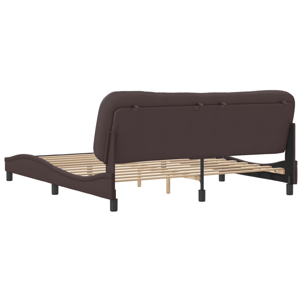 Cadre de lit sans matelas marron foncé 180x200 cm tissu - XIOS