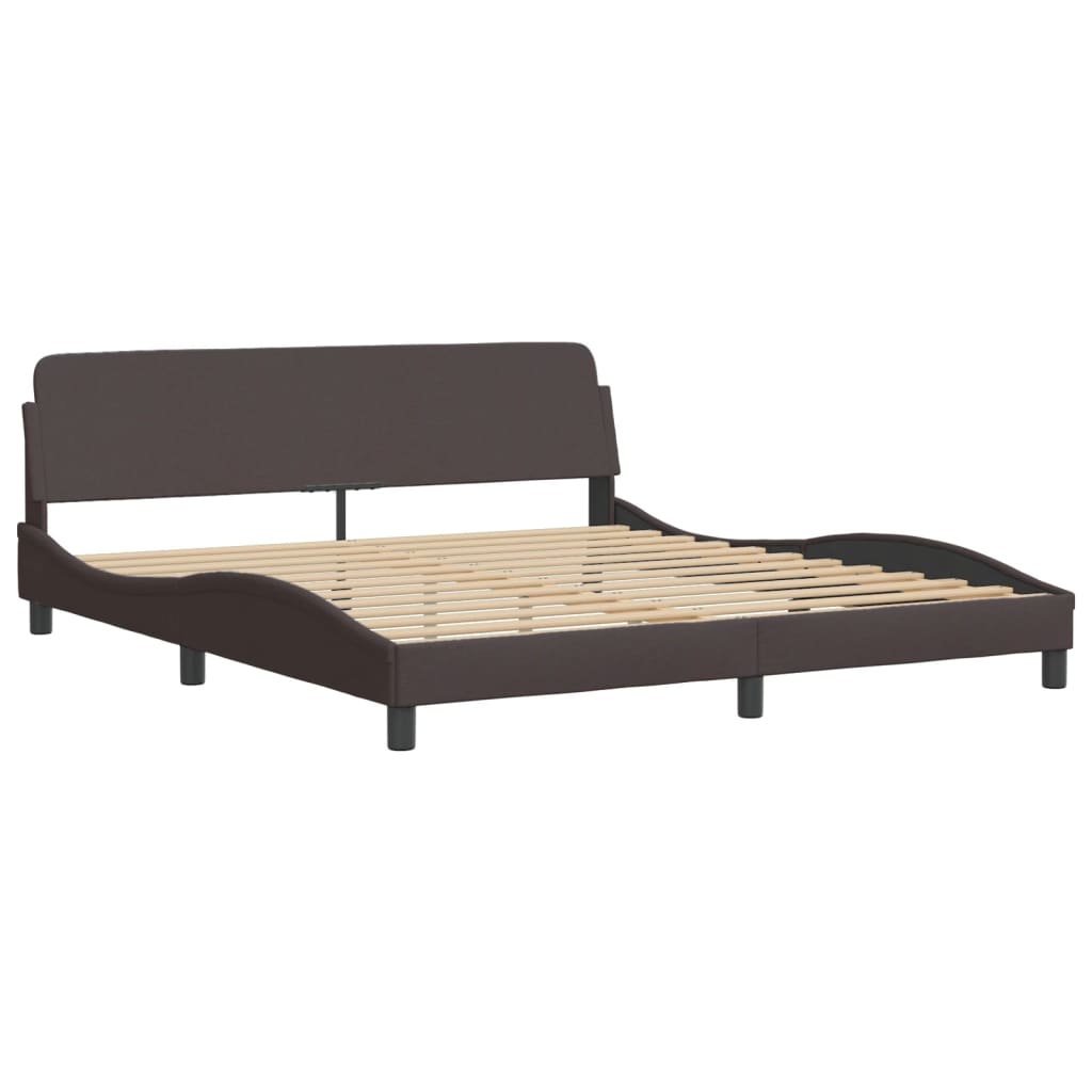 Cadre de lit sans matelas marron foncé 180x200 cm tissu - XIOS