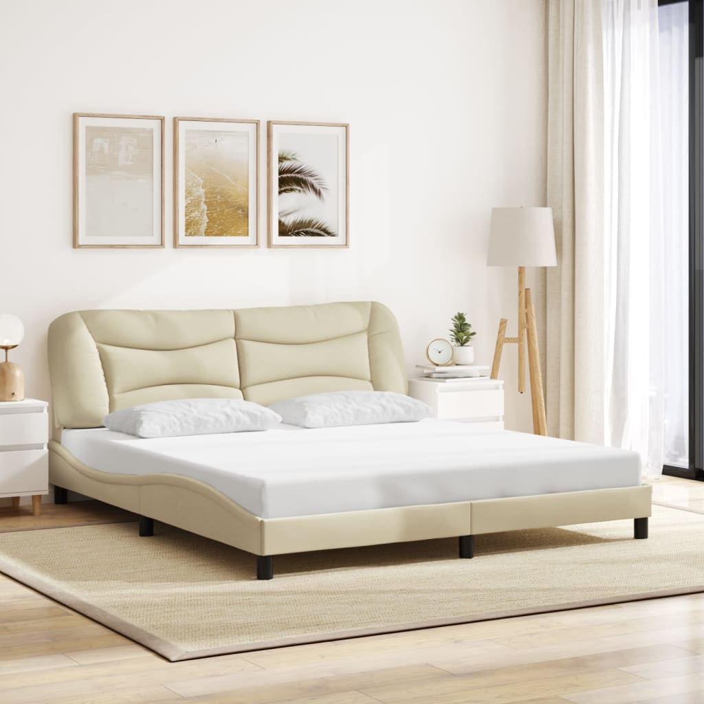 Cadre de lit sans matelas Hvar crème 180x200 cm tissu - XIOS
