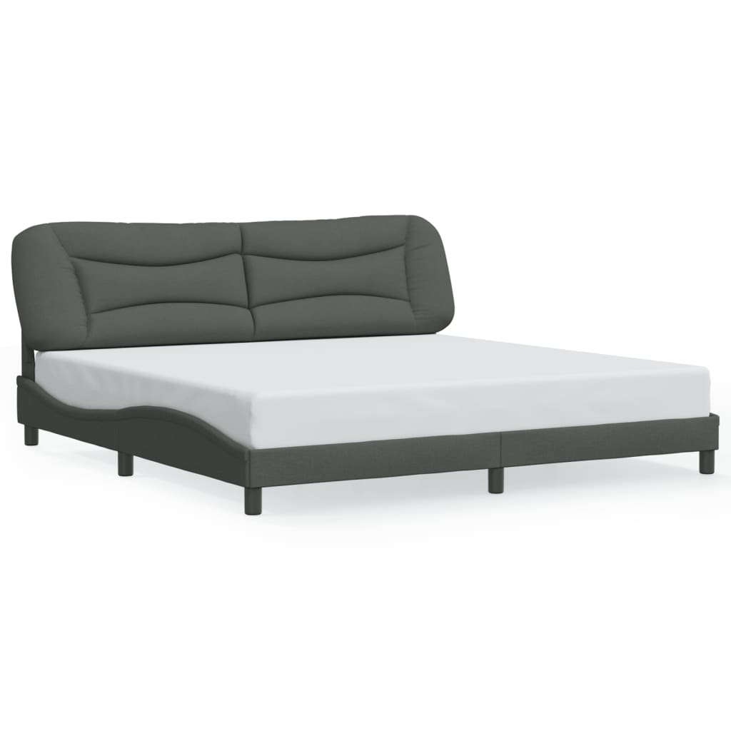 Cadre de lit sans matelas gris foncé 200x200 cm tissu - XIOS