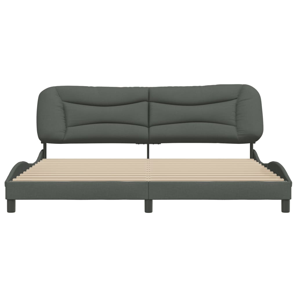 Cadre de lit sans matelas gris foncé 200x200 cm tissu - XIOS