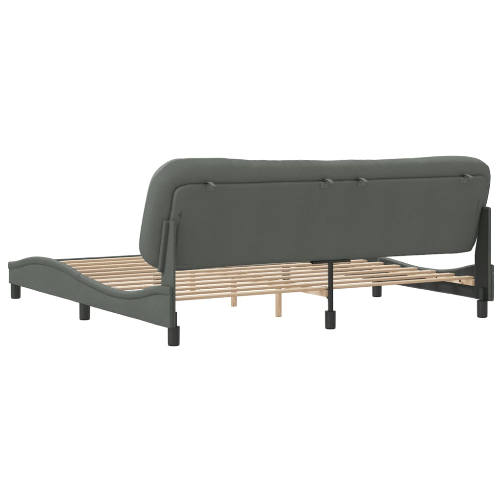 Cadre de lit sans matelas gris foncé 200x200 cm tissu - XIOS
