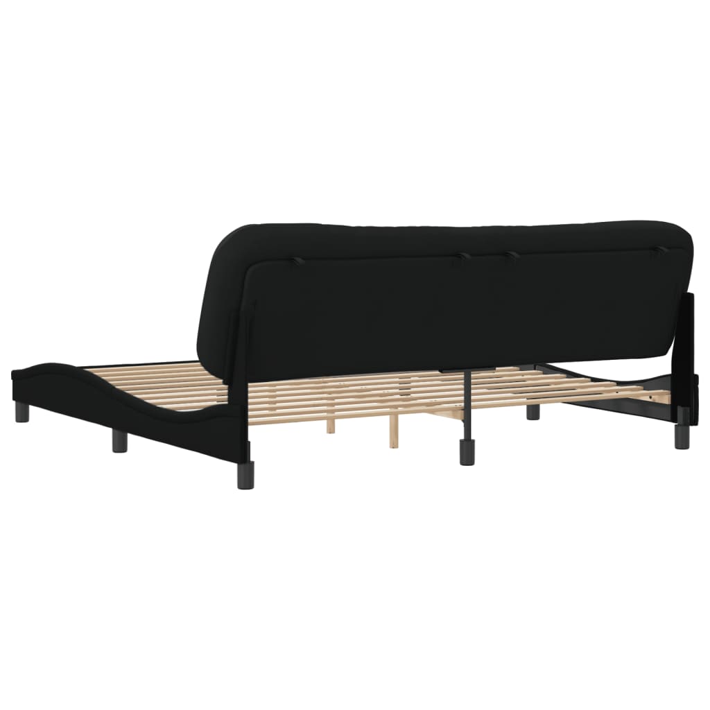 Cadre de lit sans matelas noir 200x200 cm tissu - XIOS