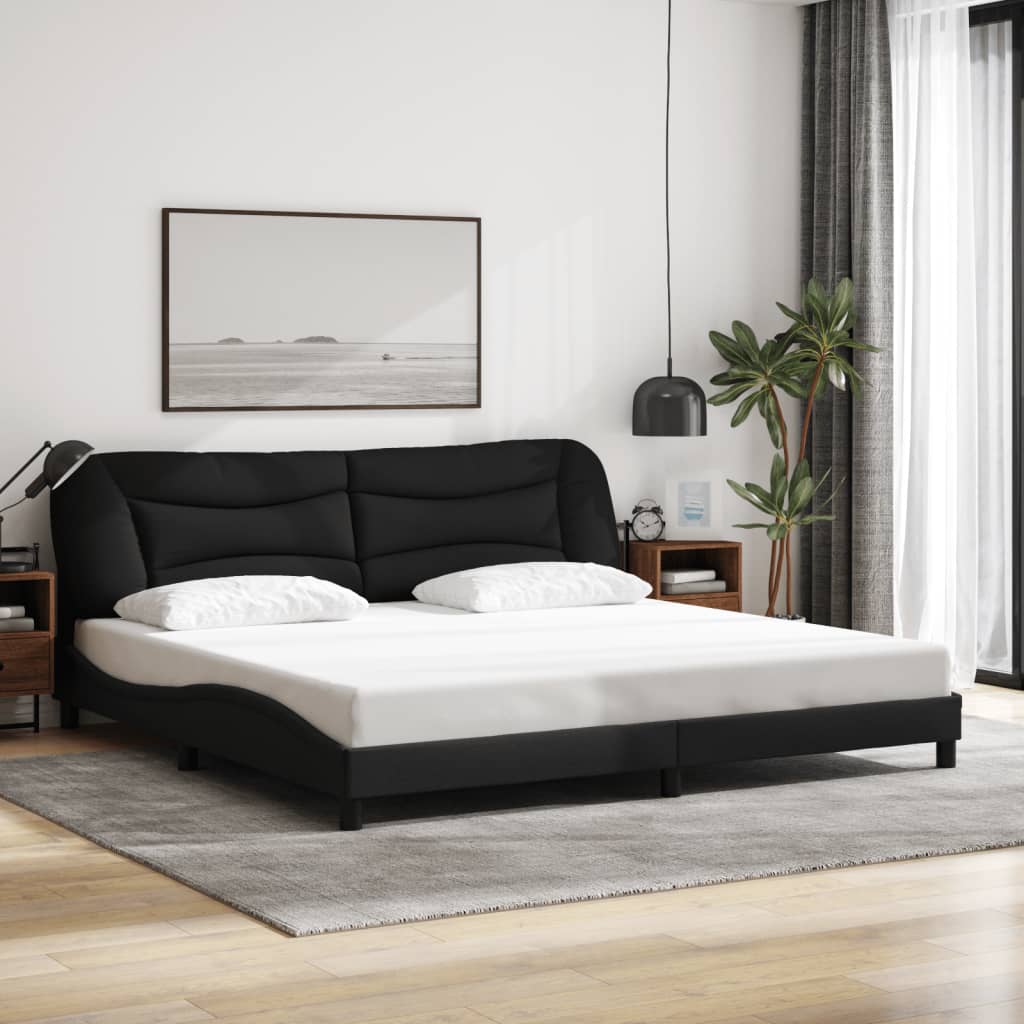 Cadre de lit sans matelas noir 200x200 cm tissu - XIOS