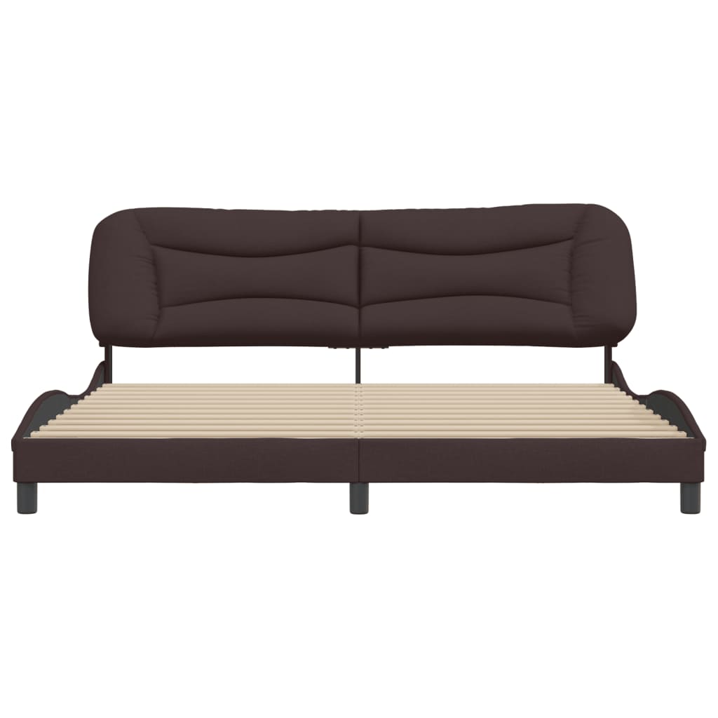 Cadre de lit sans matelas marron foncé 200x200 cm tissu - XIOS