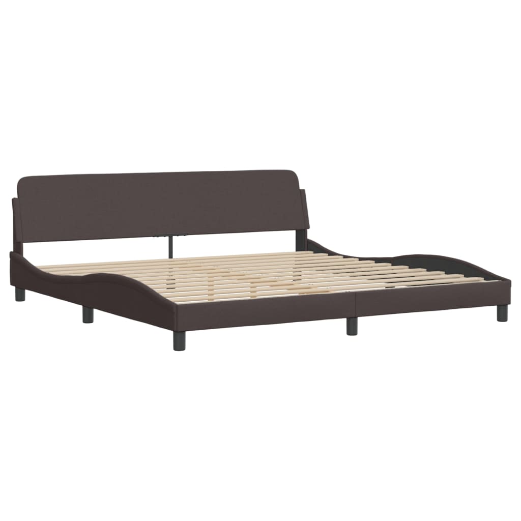 Cadre de lit sans matelas marron foncé 200x200 cm tissu - XIOS