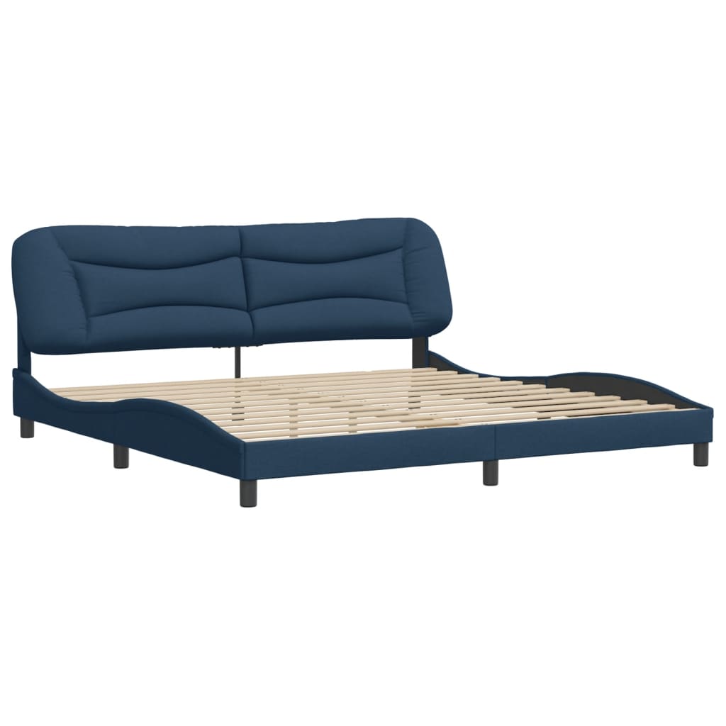 Cadre de lit sans matelas bleu 200x200 cm tissu - XIOS
