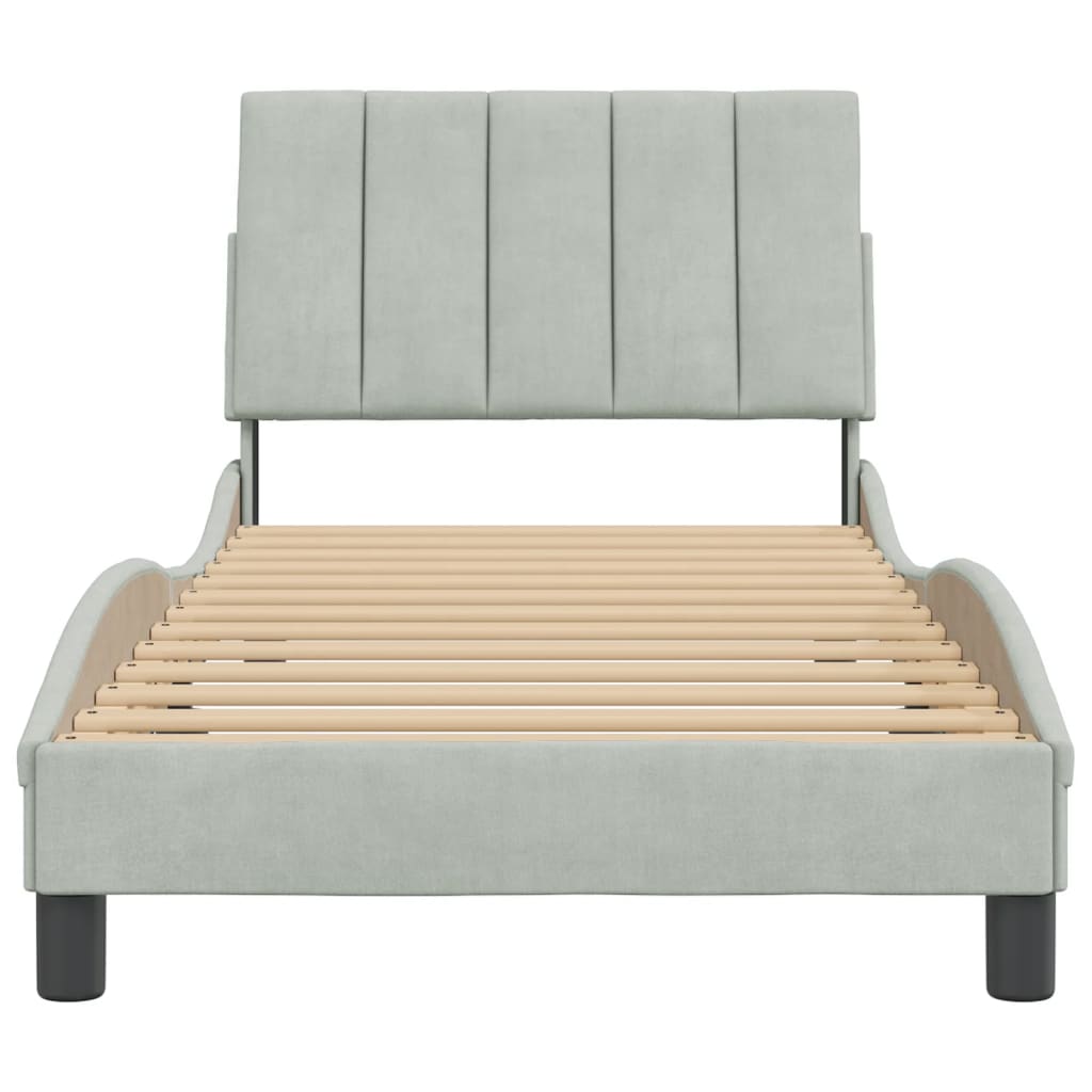 Cadre de lit sans matelas gris clair 80x200 cm velours - XIOS
