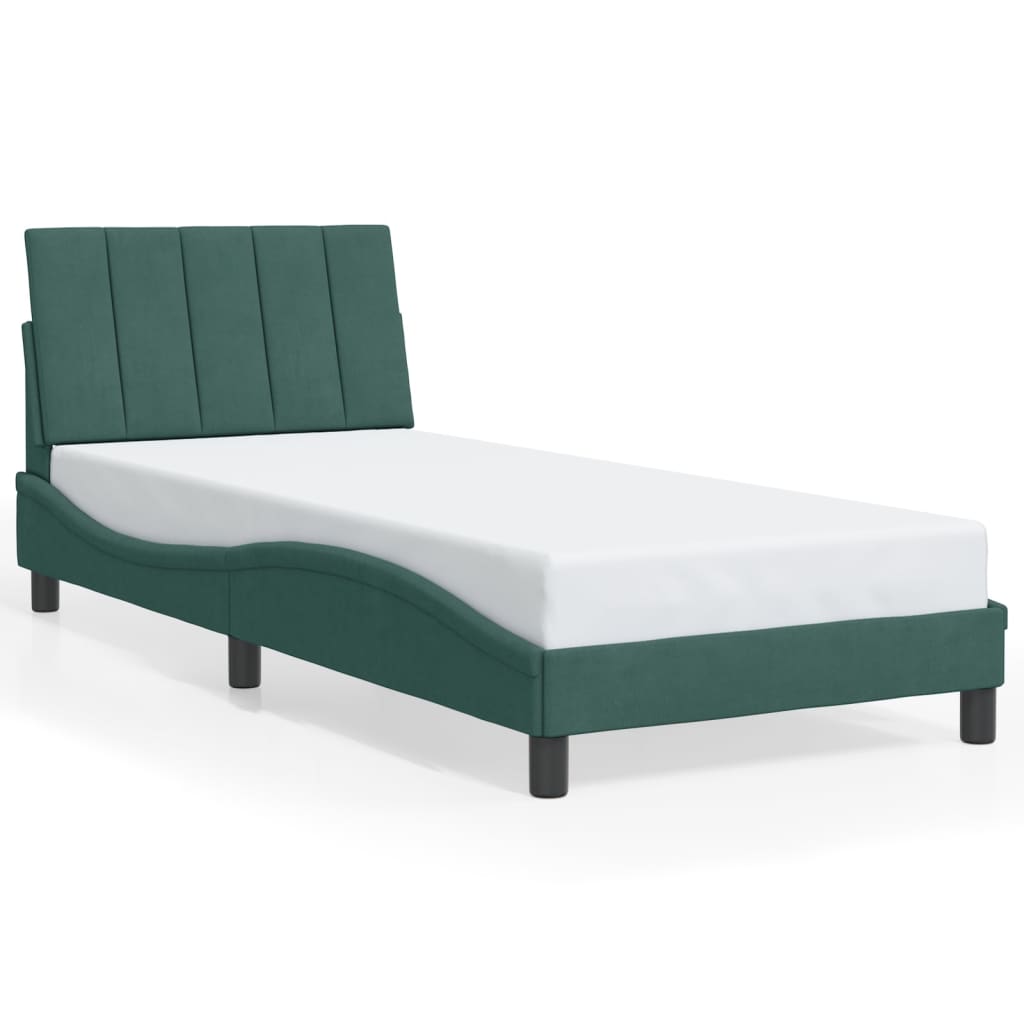 Cadre de lit sans matelas vert foncé 80x200 cm velours - XIOS