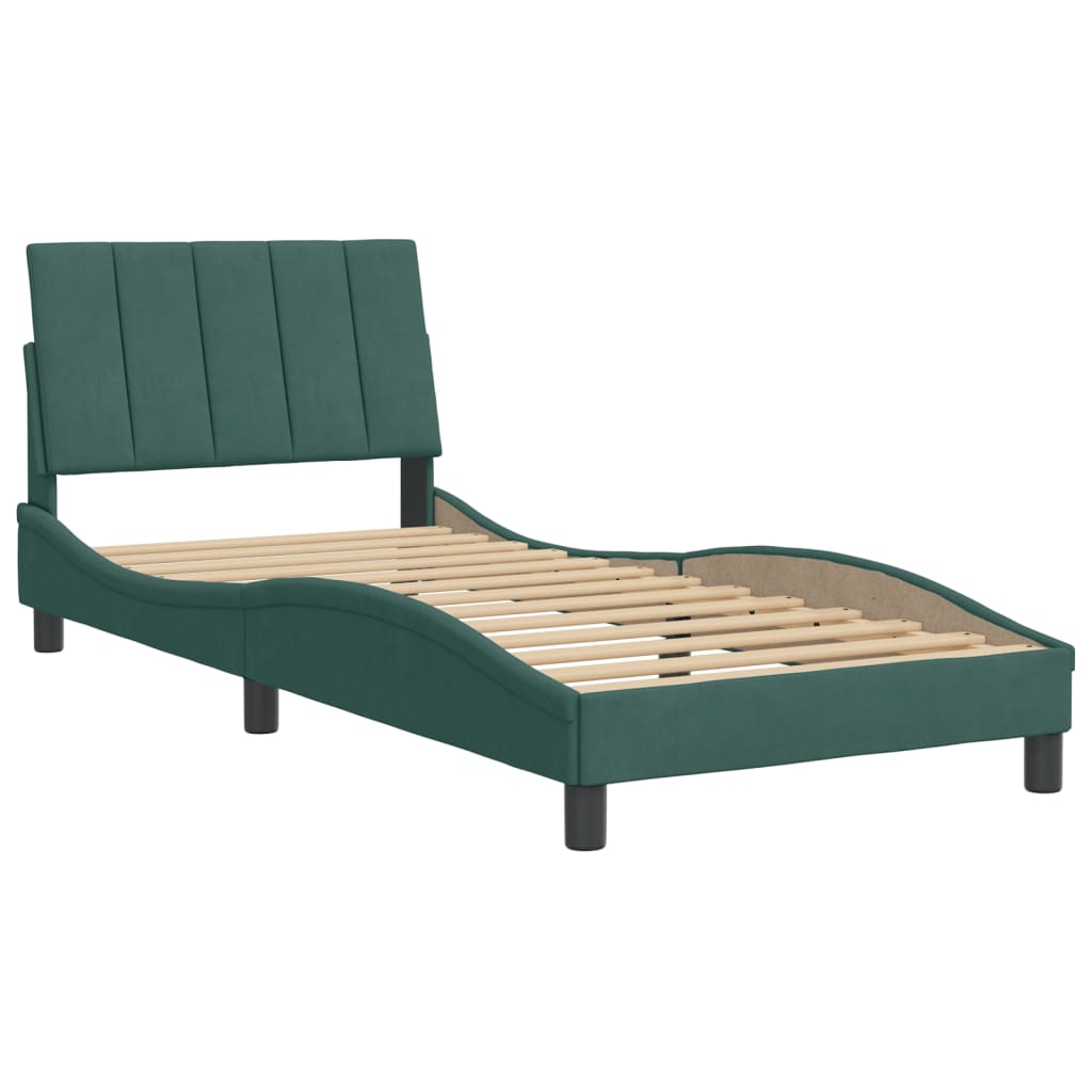 Cadre de lit sans matelas vert foncé 80x200 cm velours - XIOS