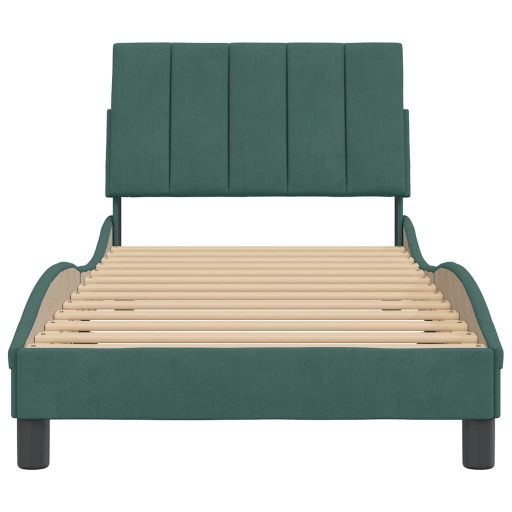 Cadre de lit sans matelas vert foncé 80x200 cm velours - XIOS