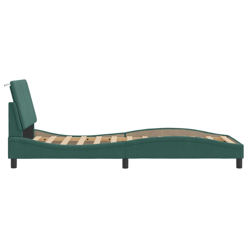 Cadre de lit sans matelas vert foncé 80x200 cm velours - XIOS
