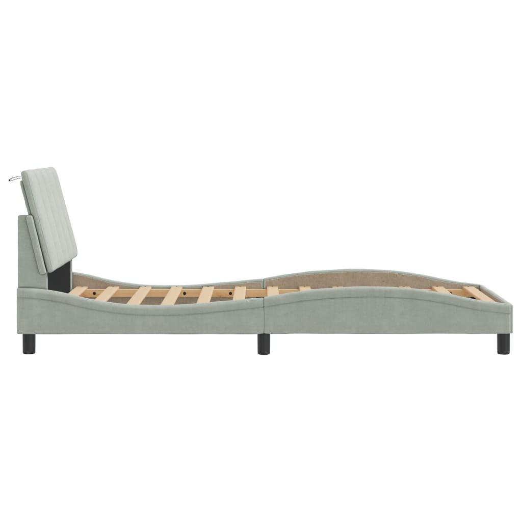Cadre de lit sans matelas gris clair 90x190 cm velours - XIOS