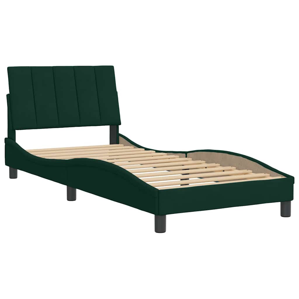 Cadre de lit sans matelas Hanko vert foncé 90x190 cm velours - XIOS