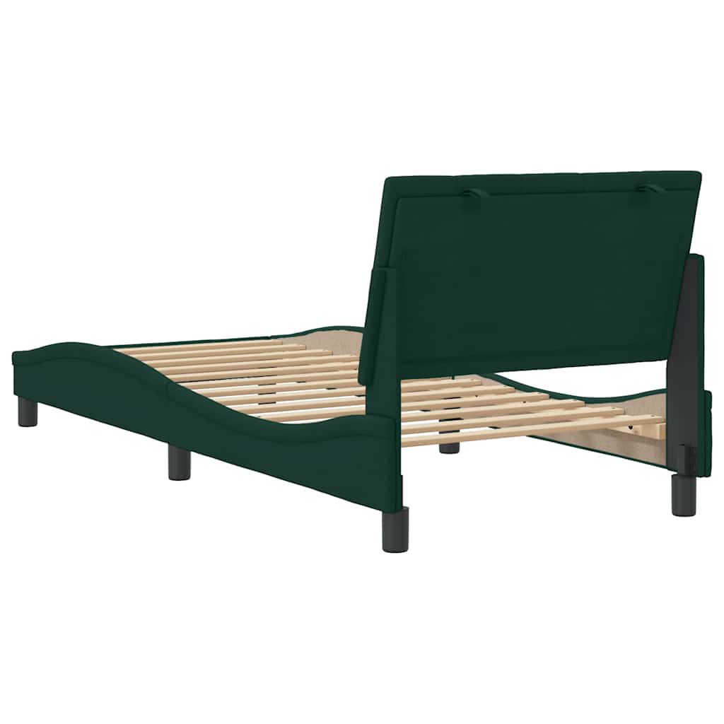 Cadre de lit sans matelas Hanko vert foncé 90x190 cm velours - XIOS