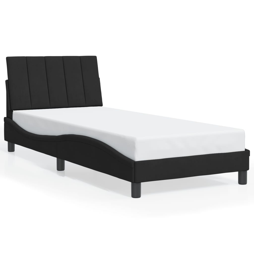 Cadre de lit sans matelas noir 90x200 cm velours - XIOS