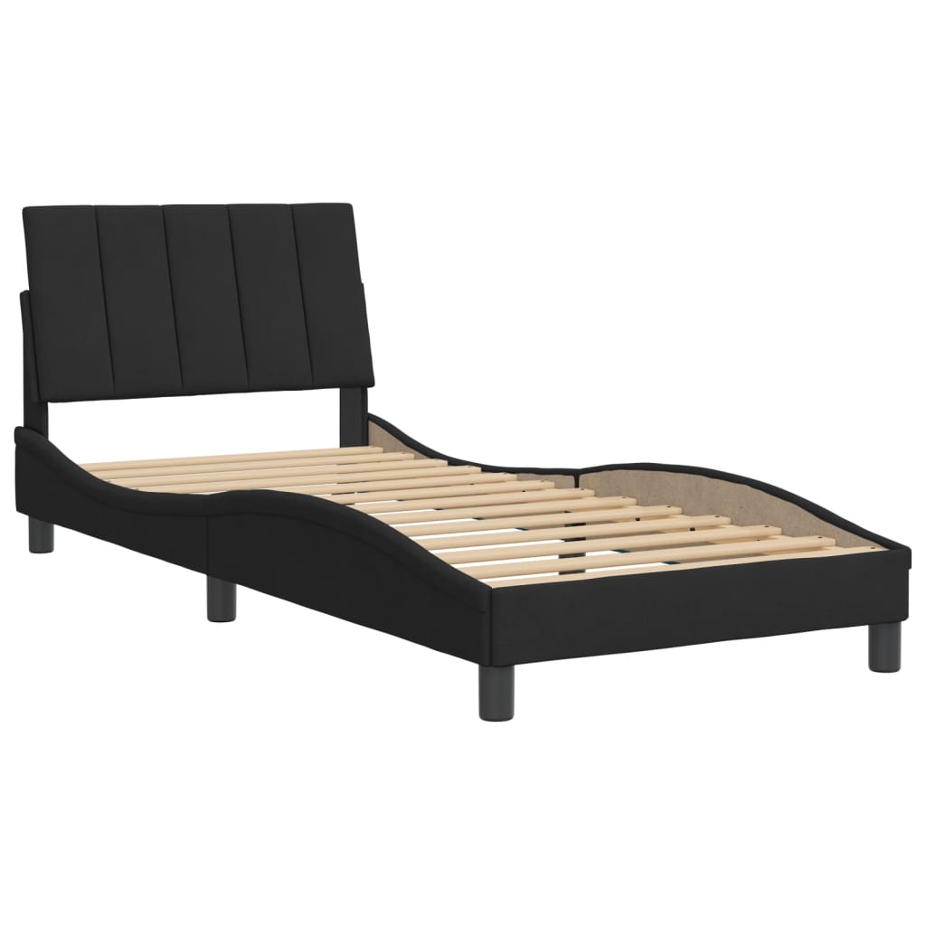 Cadre de lit sans matelas noir 90x200 cm velours - XIOS