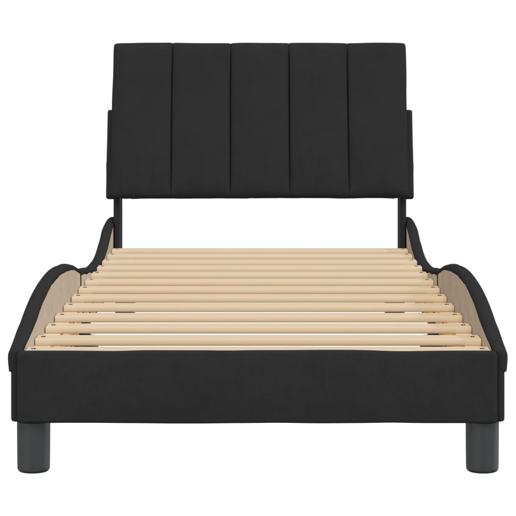 Cadre de lit sans matelas noir 90x200 cm velours - XIOS