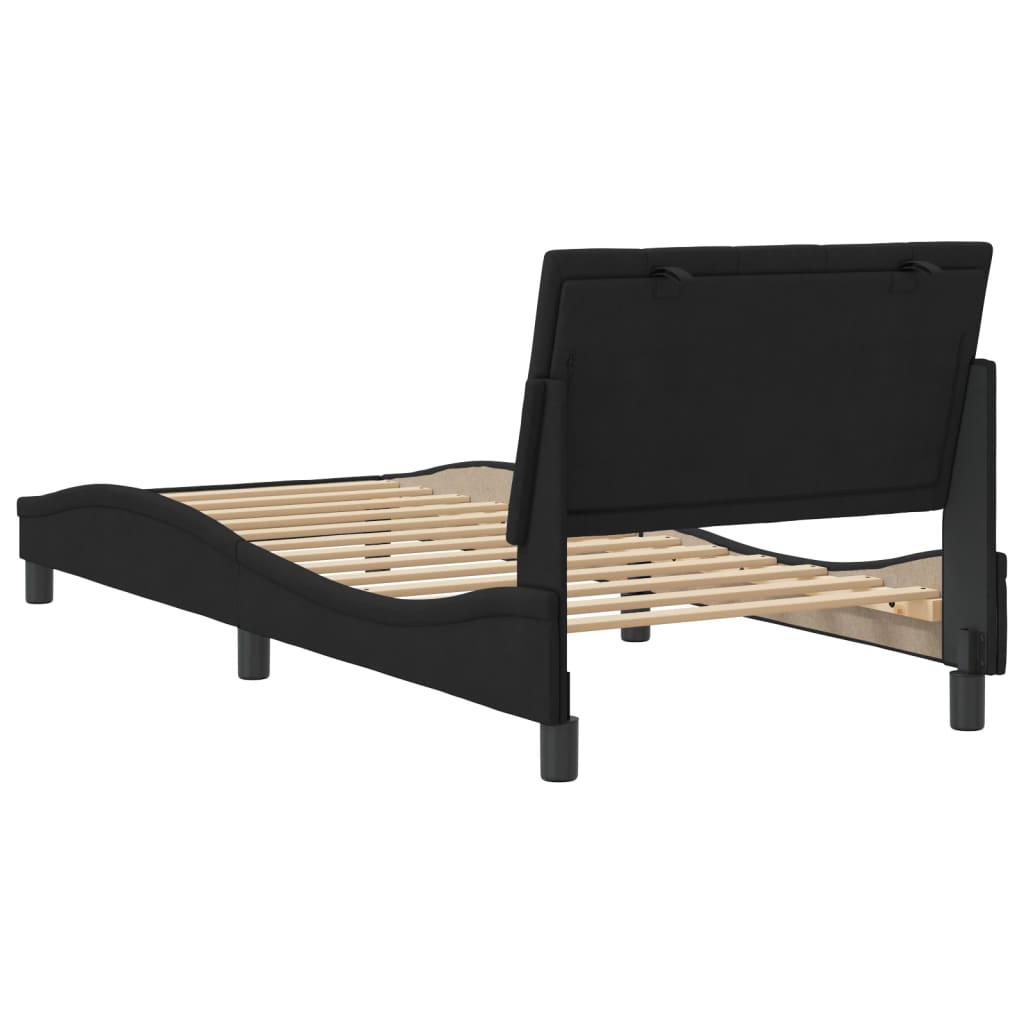 Cadre de lit sans matelas noir 90x200 cm velours - XIOS