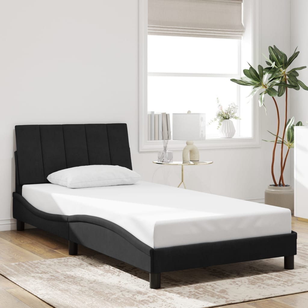 Cadre de lit sans matelas noir 100x200 cm velours - XIOS