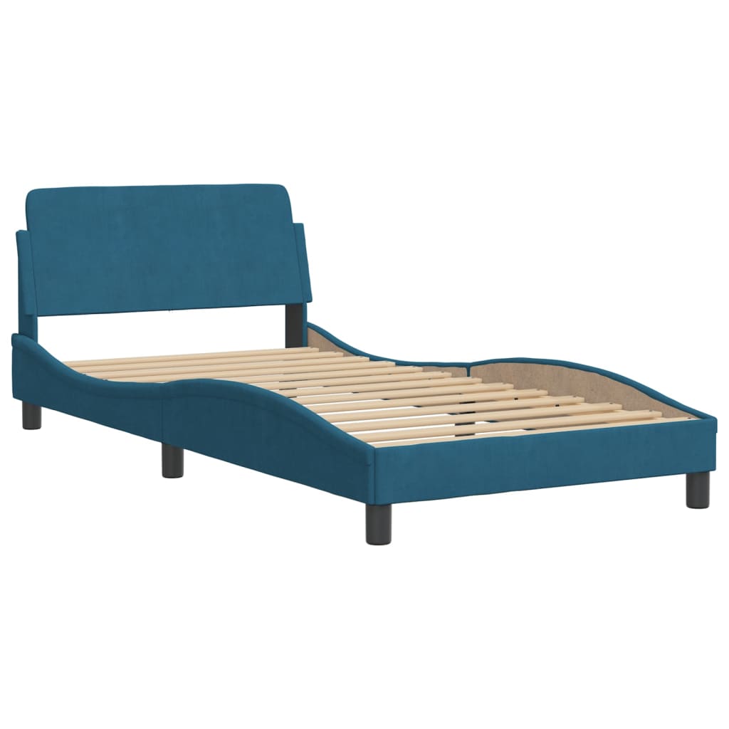 Cadre de lit sans matelas bleu 100x200 cm velours - XIOS