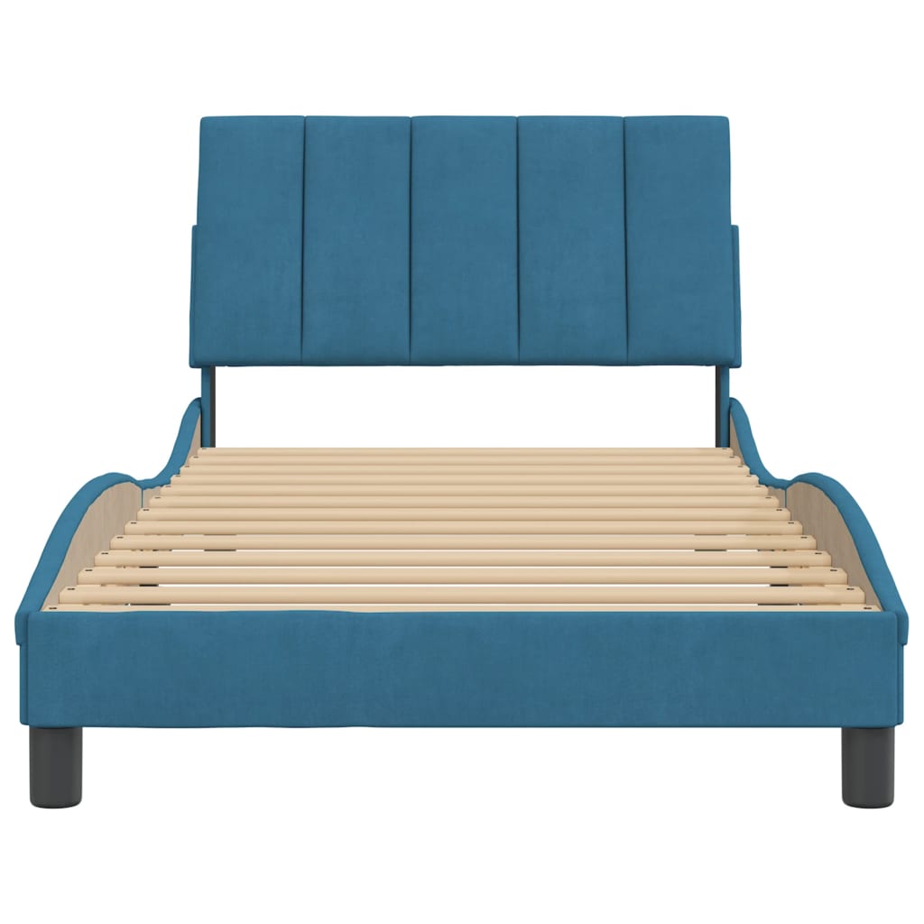 Cadre de lit sans matelas bleu 100x200 cm velours - XIOS