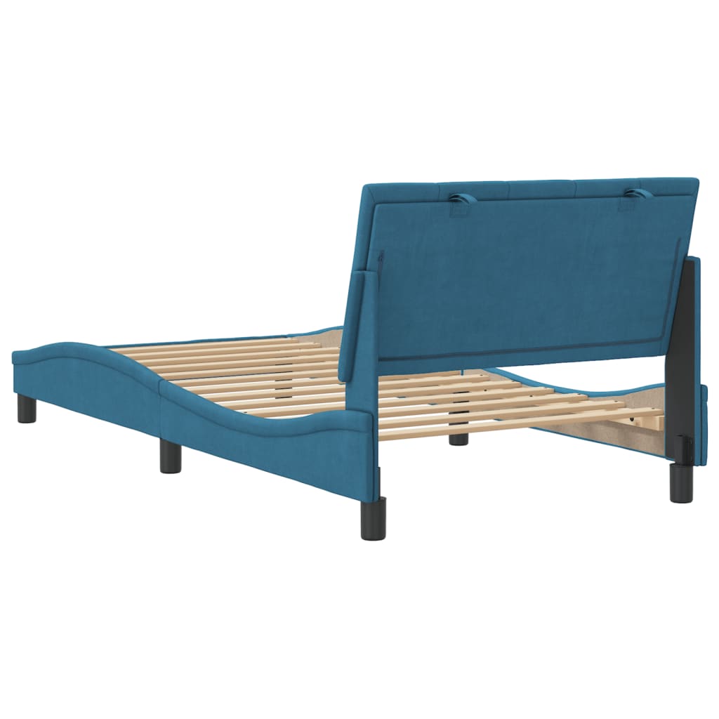 Cadre de lit sans matelas bleu 100x200 cm velours - XIOS