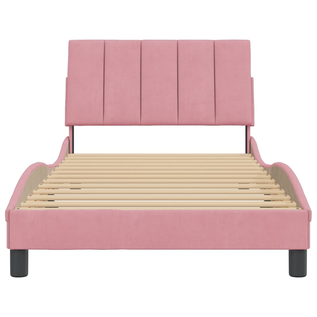 Cadre de lit sans matelas rose 100x200 cm velours - XIOS