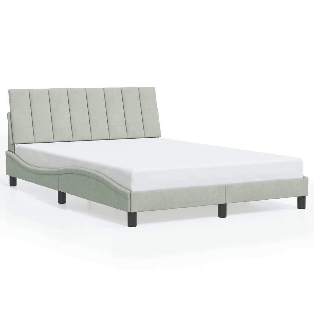 Cadre de lit sans matelas gris clair 120x200 cm velours - XIOS