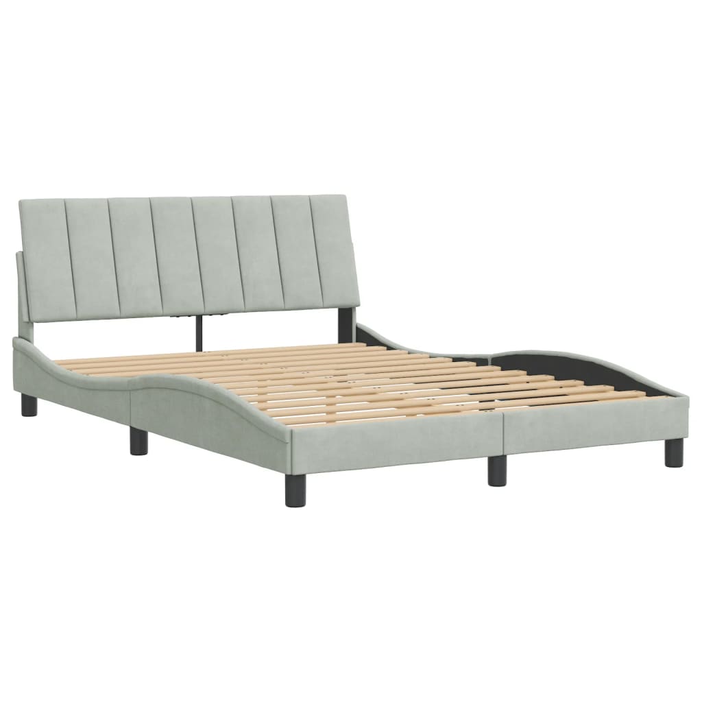 Cadre de lit sans matelas gris clair 120x200 cm velours - XIOS