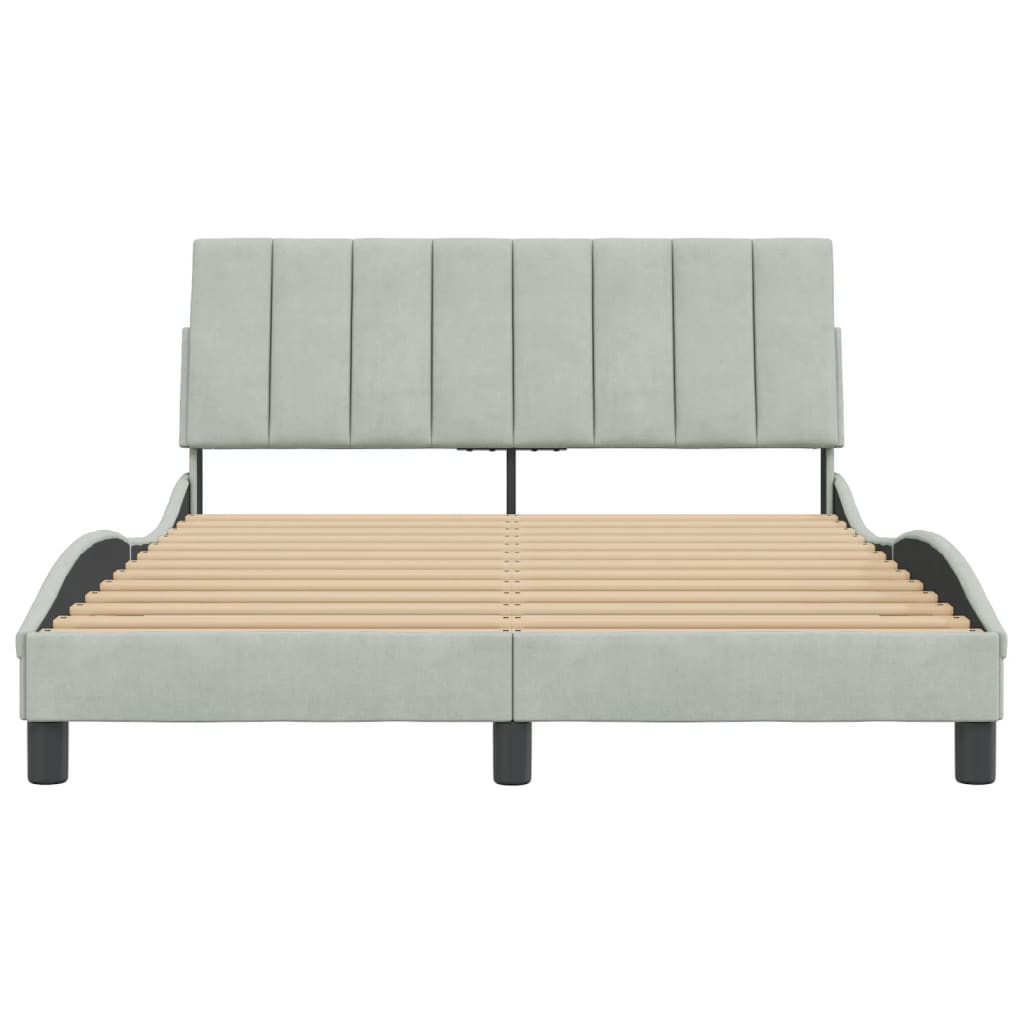 Cadre de lit sans matelas gris clair 120x200 cm velours - XIOS