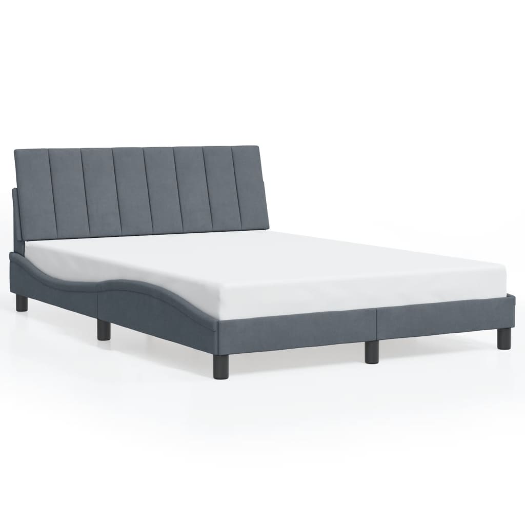 Cadre de lit sans matelas gris foncé 120x200 cm velours - XIOS